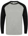 Heren Baseball T-shirt SF271 Heather Grey-Black